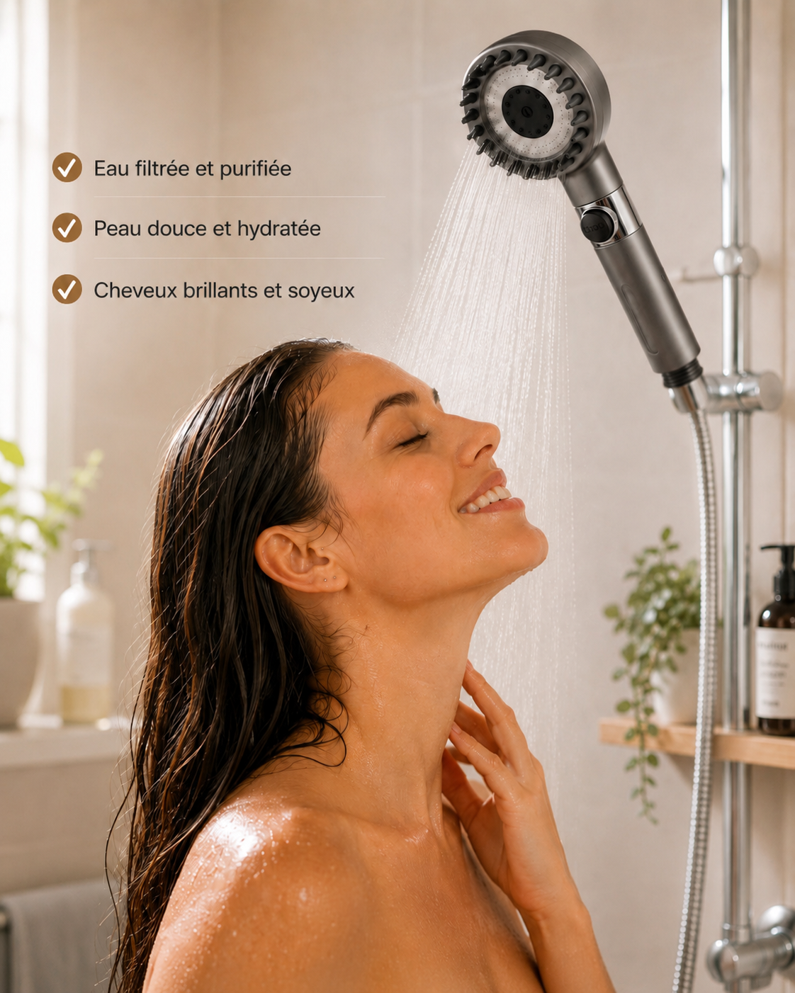 Douche avec le pommeau filtrant Éclaréo